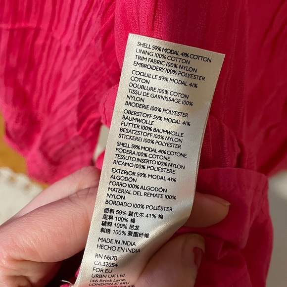 By Anthropologie Blouse Women's XS Hot Pink Harmony Lace Eyelet Peasant Artsy - Picture 6 of 6